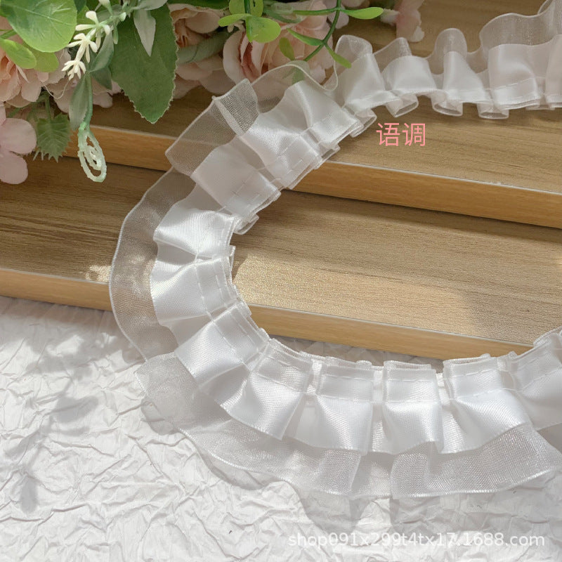 Wholesale 10pcs 4cm Polyester with Pleated Lace Trim Skirt Cuffs Handmade Diy Skirt Pannier