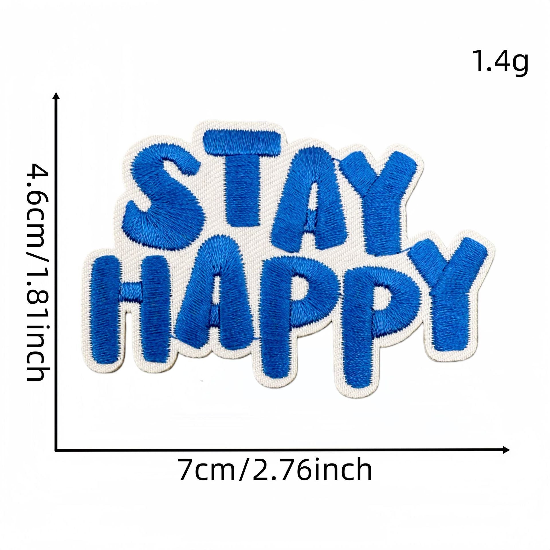 Wholesale Blue Embroidered Iron On Patch Positive Energy Saying DIY Fashion Accessory For Clothing Bags