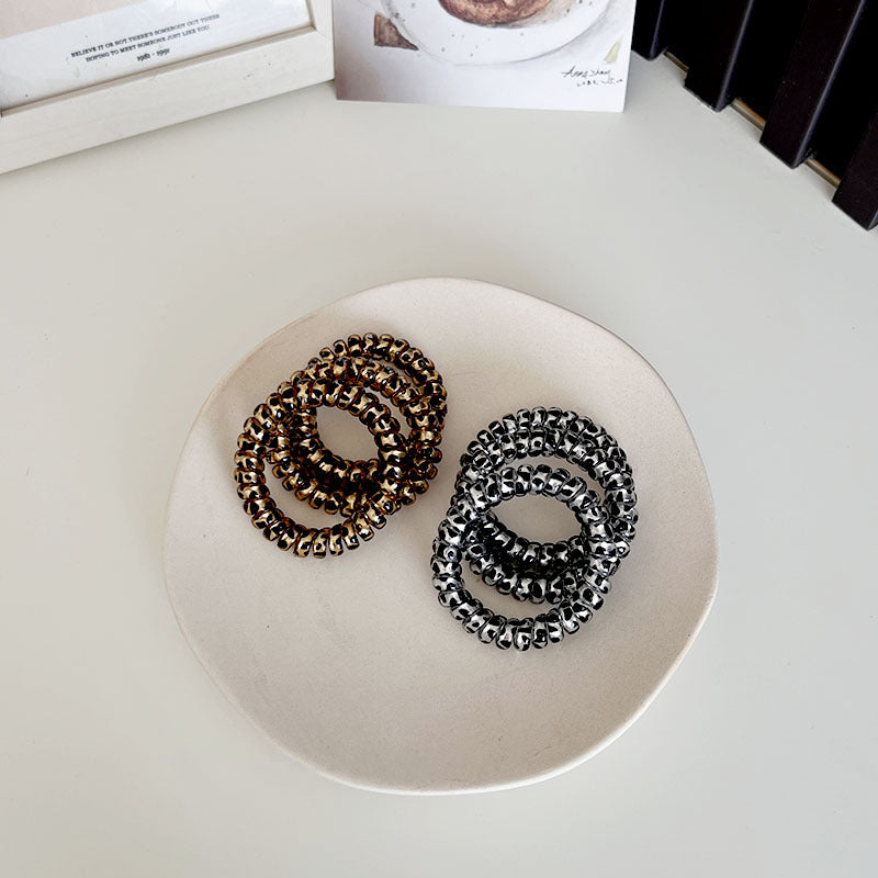 Wholesale Women's Gold and Silver Leopard Print Phone Ring Large Hair Ring Hair Accessories