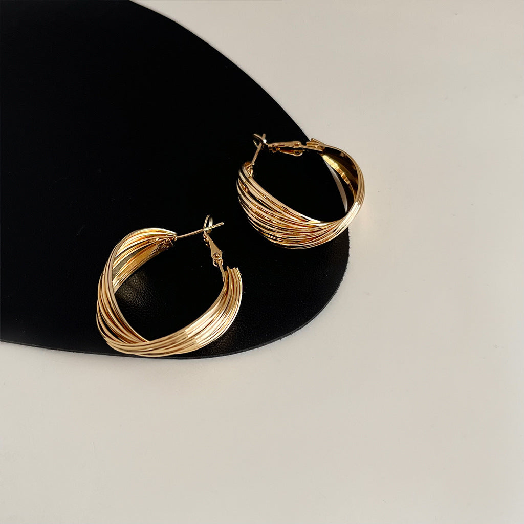 Wholesale Retro geometric metallic irregular earrings