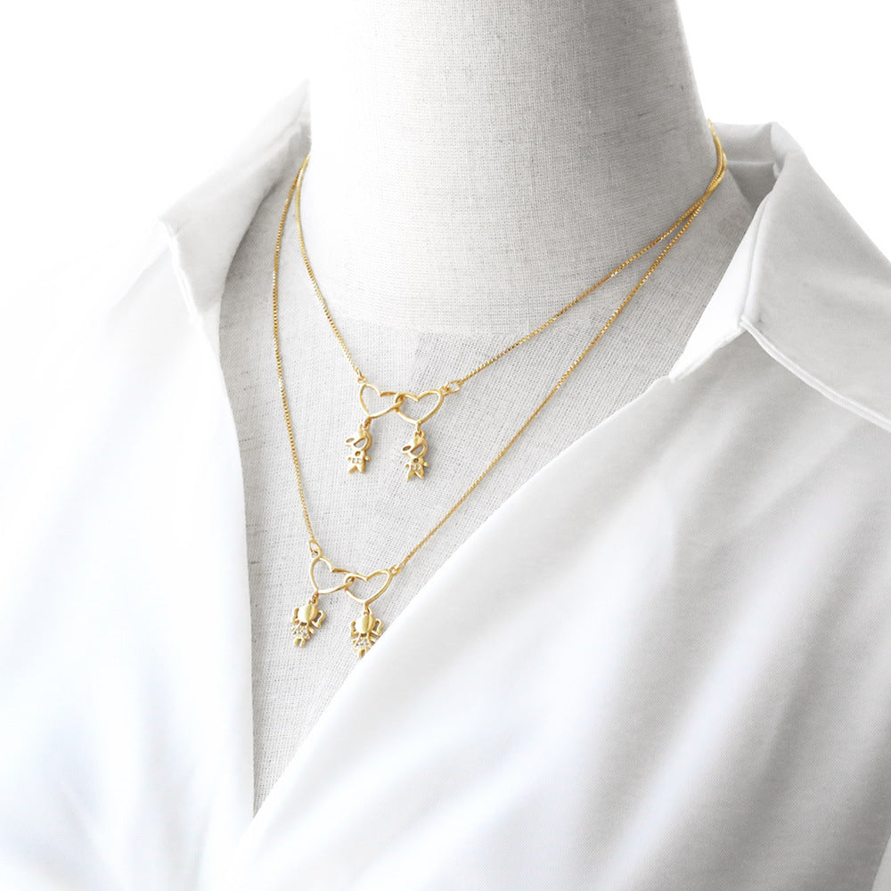 Wholesale Heart Gold-plated Zirconia Clavicle Necklace