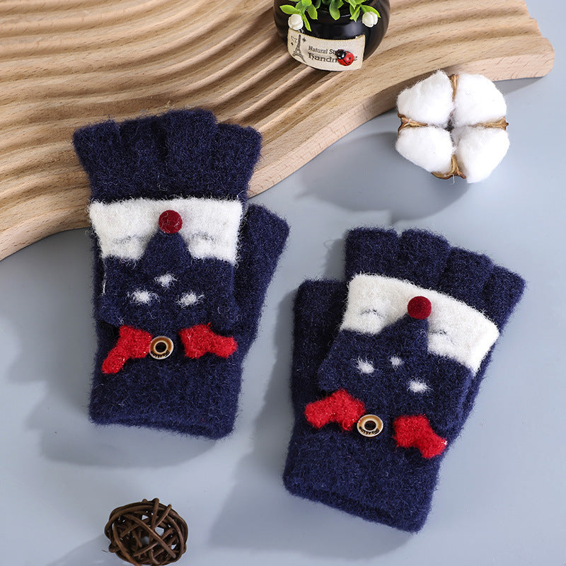 Wholesale Winter Children's Half-finger Flip Open Finger Half Warm Gloves