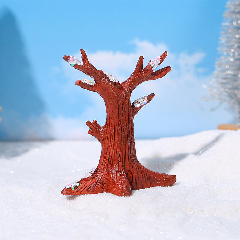 Wholesale Luminous light micro landscape ornaments resin crafts snow tree Christmas ornaments