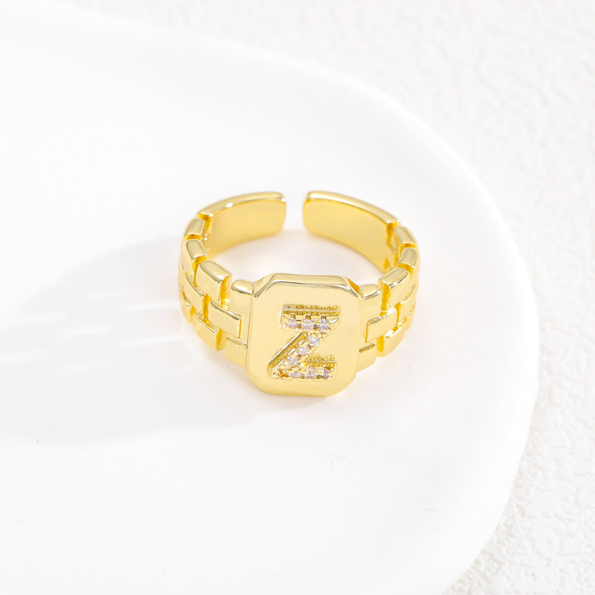 Wholesale Gold plated letter series open ring