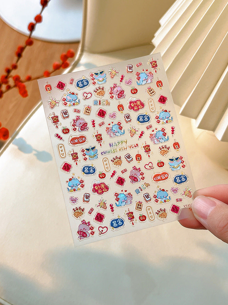 Wholesale Nail Art National Tide Lion Dance Cute Cartoon Relief Stereo Stickers