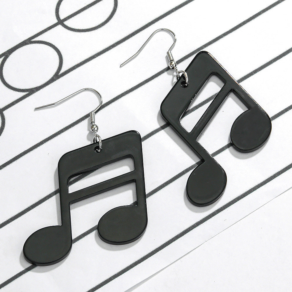Wholesale Creative Musical Note Black Transparent Colorful Earrings