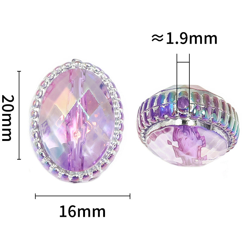 Wholesale 100pcs Diy Colorful Mysterious Magic Mirror Oval Acrylic Beads