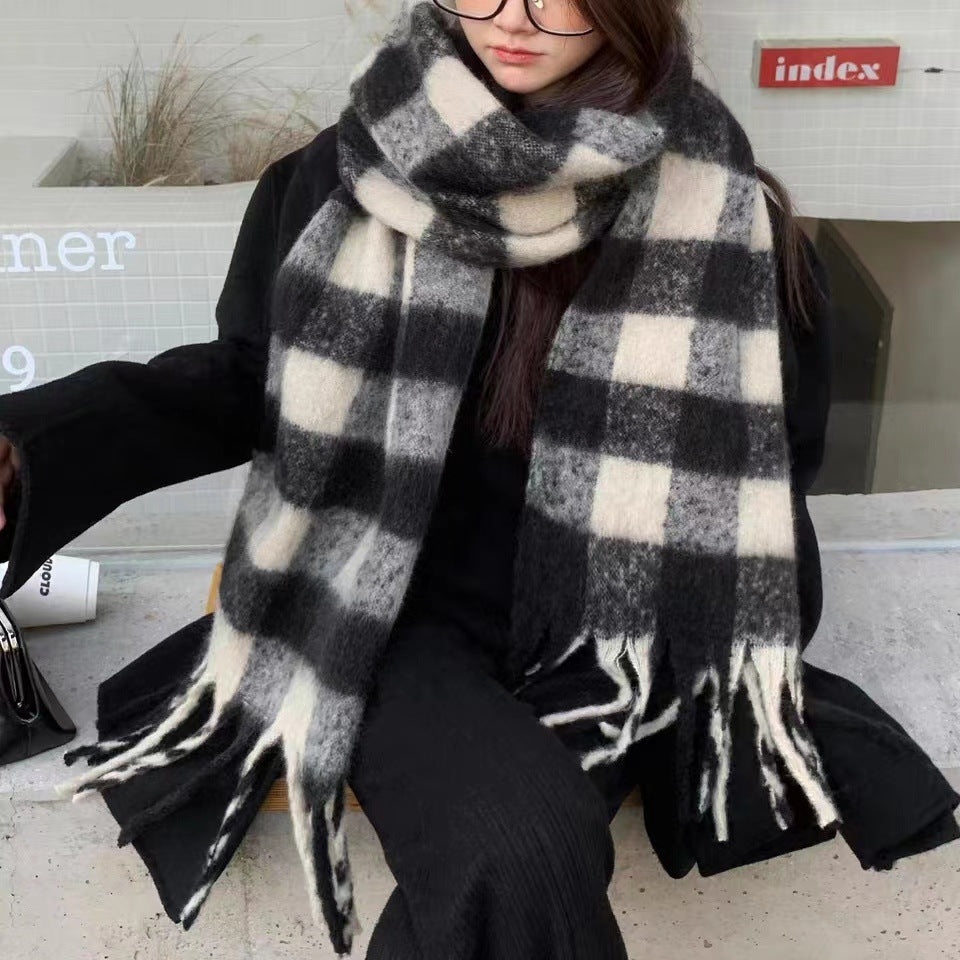 Wholesale Winter Tassel Plaid Scarf