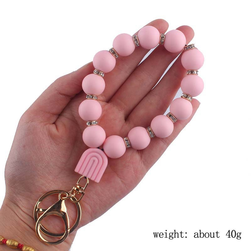 Wholesale Cartoon Creative DIY Bright Silicone Beaded Keychain