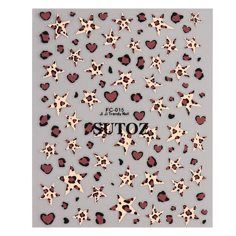 Wholesale Sweet and spicy five-pointed star leopard print star nail art stickers
