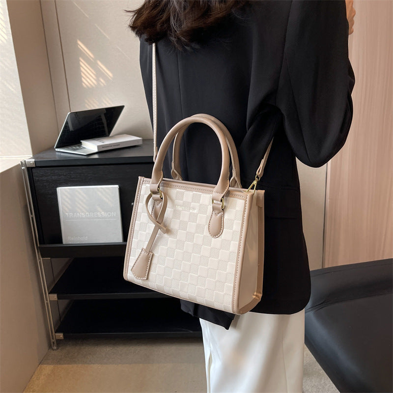 Wholesale Plaid Simple PU Large Capacity Shoulder Tote Bag