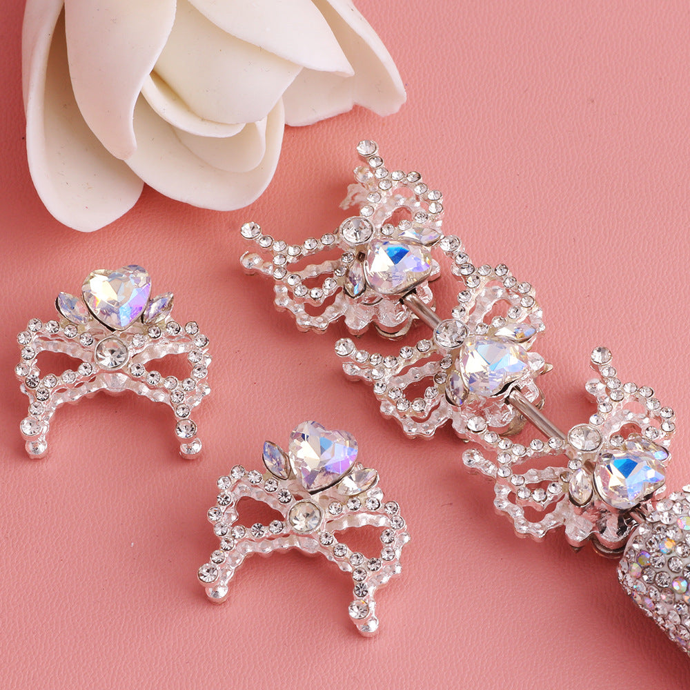 Wholesale 5pcs/pack Alloy crystal crown diamond ball four-way hole beads DIY  accessories