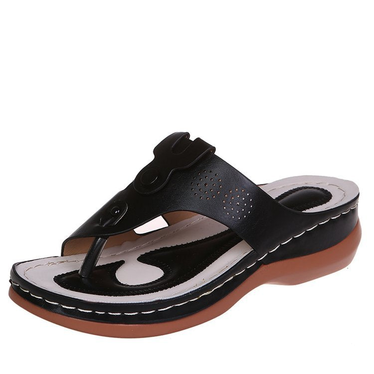 Wholesale Clip Toe Leisure Slope and Flat -bottom Cold Slippers