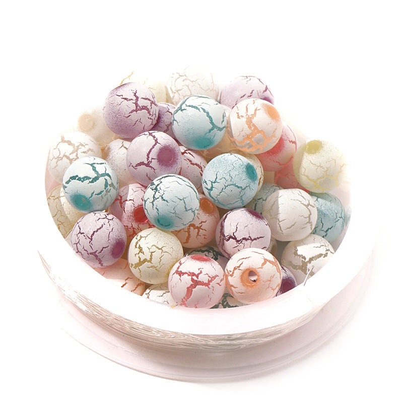 Wholesale 50-100PCS/PACK Acrylic Rubber Crack Color Candy Round Beads