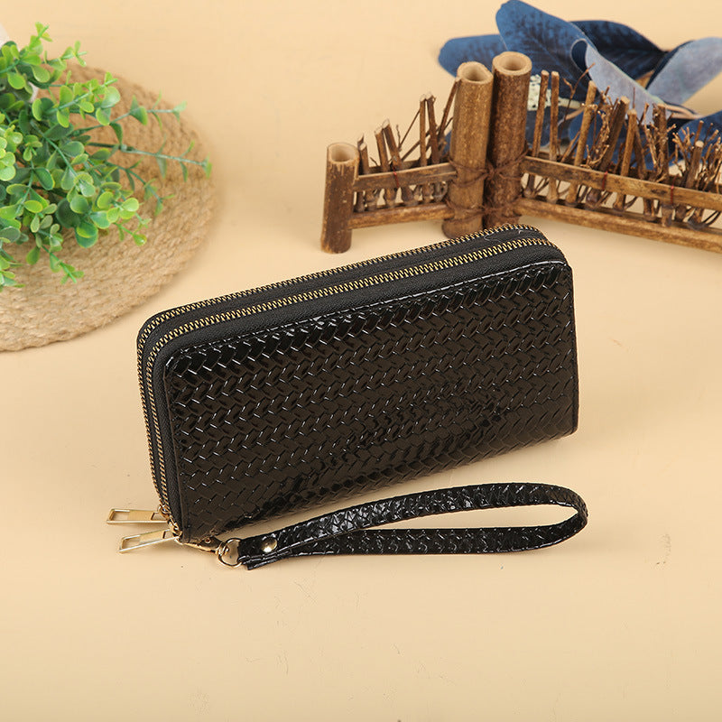 Wholesale Simple Woven Zipper Long Wallet for Women