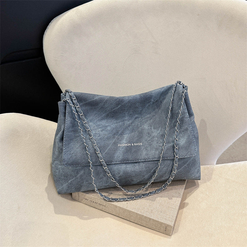 Wholesale Retro Large Capacity Denim Versatile Chain Shoulder Bag