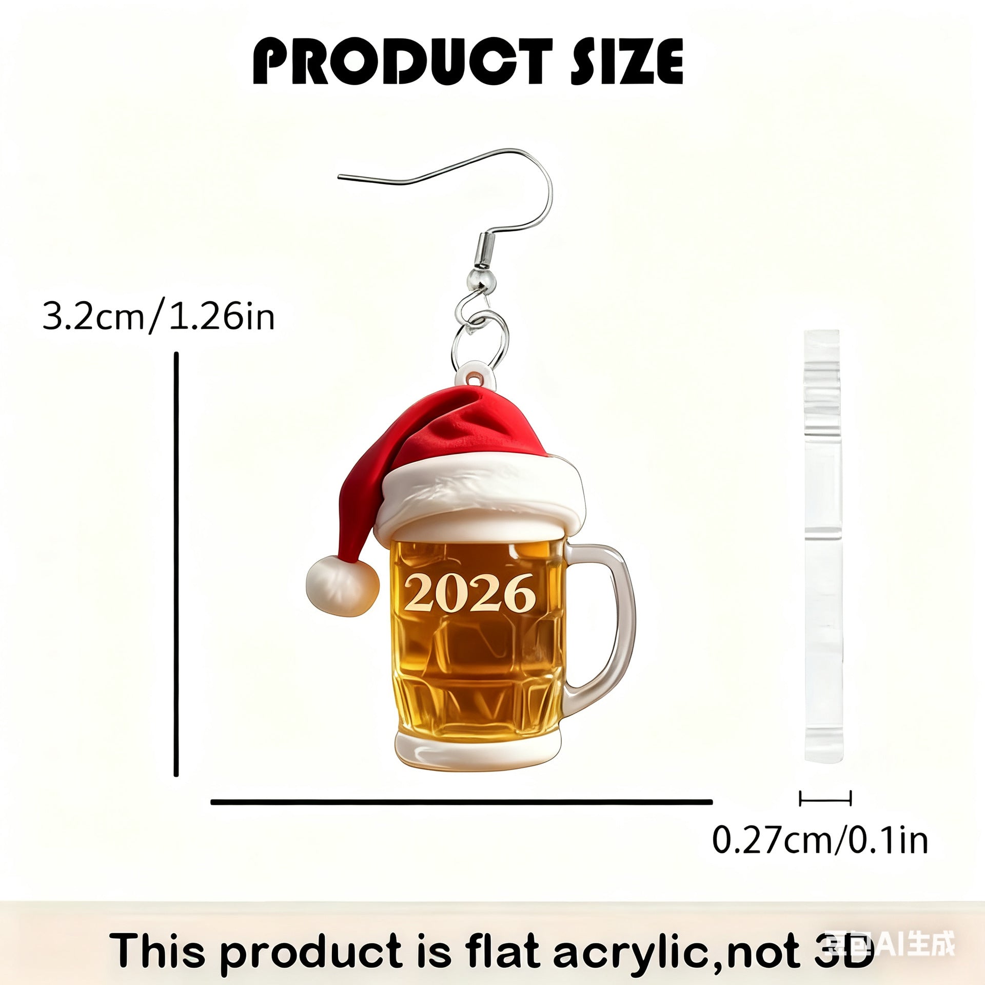 Wholesale 2026 Christmas Beer Mug Acrylic Earrings