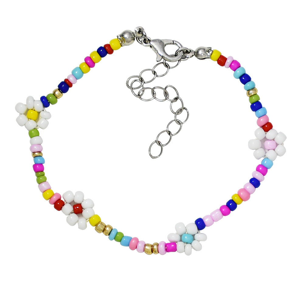 Wholesale Hand Woven Small Daisy Flower Rice Beads Bracelet