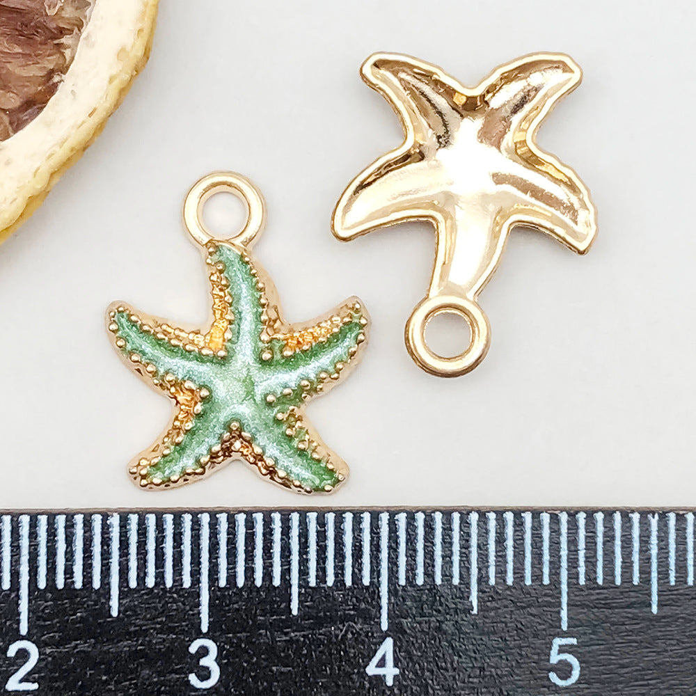 Wholesale 1 New Colored Drip Oil Alloy Simulation Shell Starfish Series DIY Pendant
