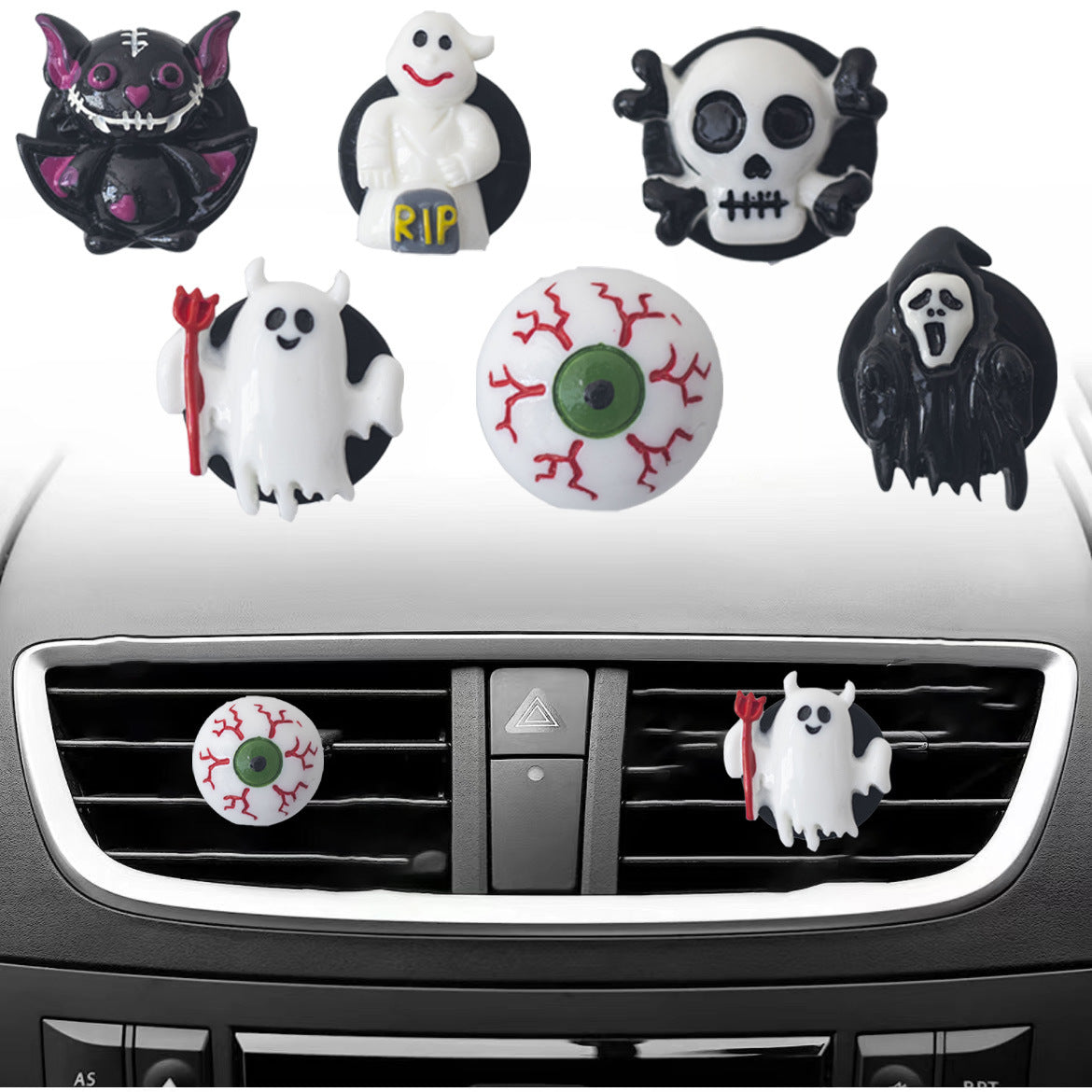 Wholesale Resin Skull Ghost Perfume Clip for Halloween Vehicles