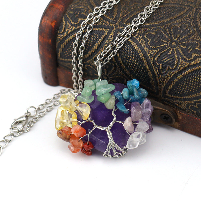 Wholesale Handmade Winding Natural Crushing Thestes Life Tree Love Necklace
