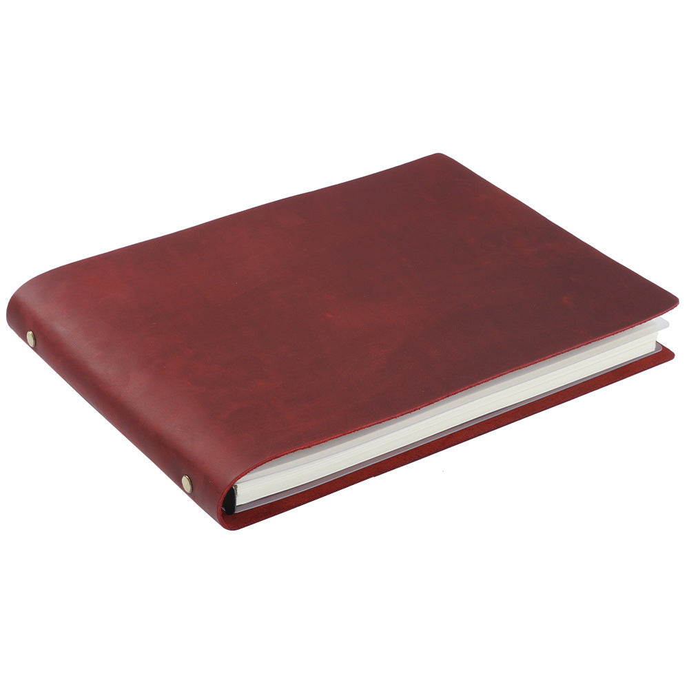 Wholesale First Layer Cowhide A4 Horizontal Handmade Retro Notebook
