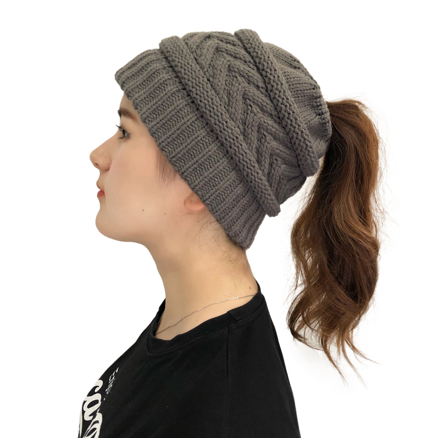 Wholesale Autumn and Winter Beanie Hats for Women Arrow Ponytail Beanie Knitted Elastic Hat