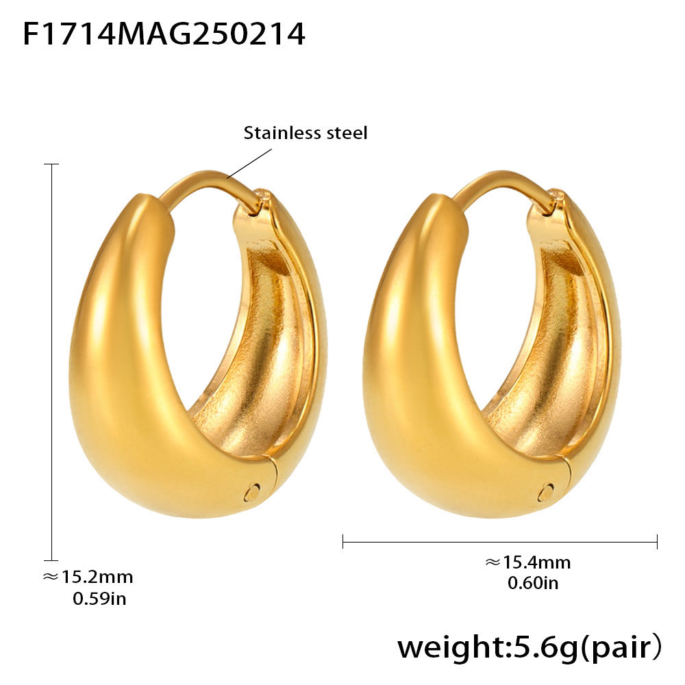 Wholesale Plain stainless steel high polished gold color matching earrings
