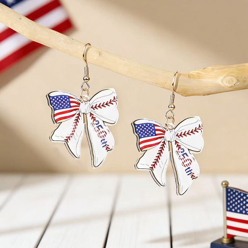 Wholesale Independence Day Anniversary Love Star Spangled Banner Acrylic Earrings