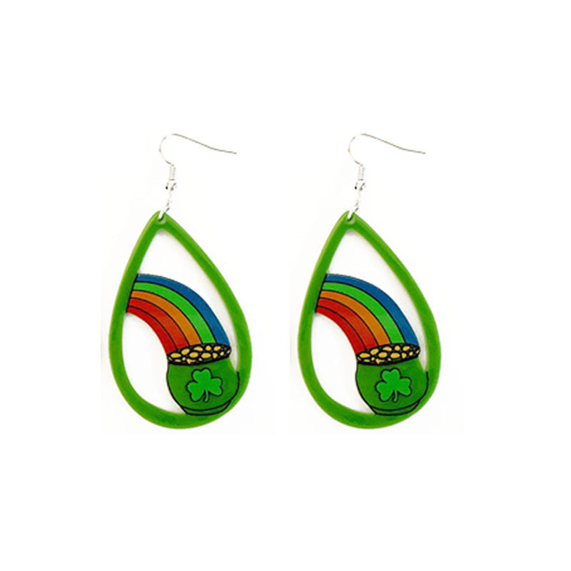Wholesale St. Patrick's Day Acrylic Green Glitter Earrings
