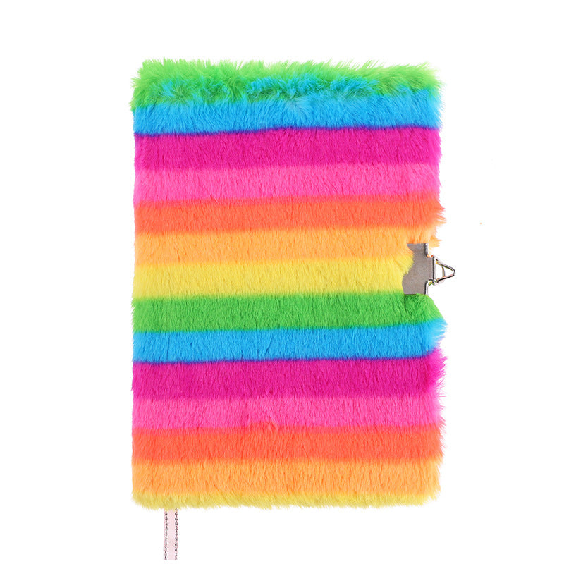 Wholesale A5 rainbow plush book can be hand-held book creative book student gift prize notebook diary