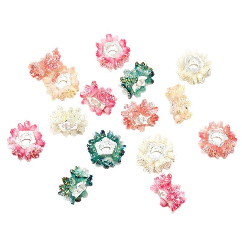 Wholesale 50pcs  Colorful flower Acrylic Beads