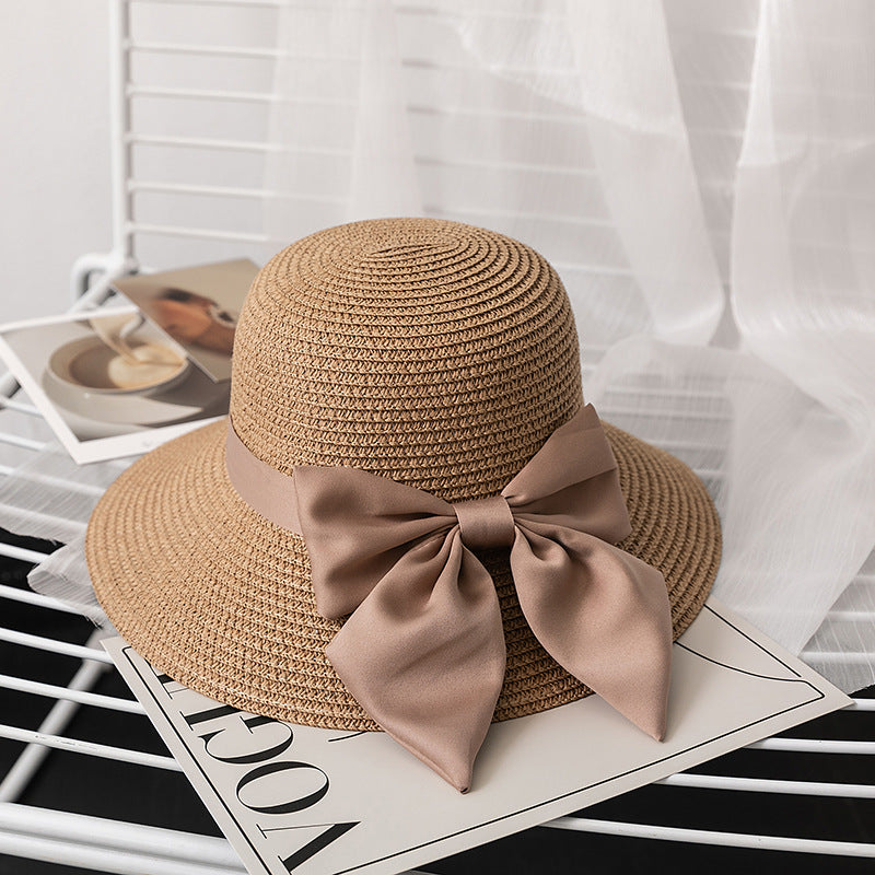 Wholesale Bow Scarf Straw Hat Sunshade Fisherman's Hat