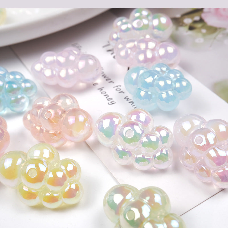 Wholesale 10pcs Transparent UV Colorful Perforated Cloud Acrylic Beads