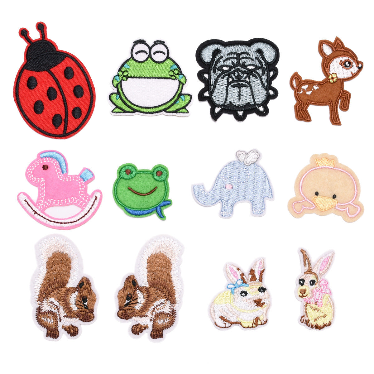 Wholesale Cartoon Cloth Patches Set Of 12 Beetle Elephant Frog Designs DIY Clothing Decoration Trendy Gift