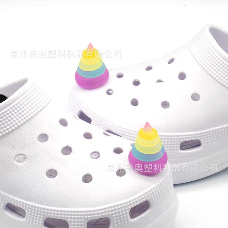 Wholesale 5pcs Unicorn LED flashing cartoon DIY hole shoes accessories shoe buckle