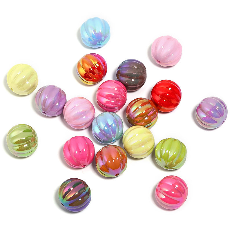 Wholesale 100pcs Marble Solid Pumpkin UV Plated Acrylic DIY Beads