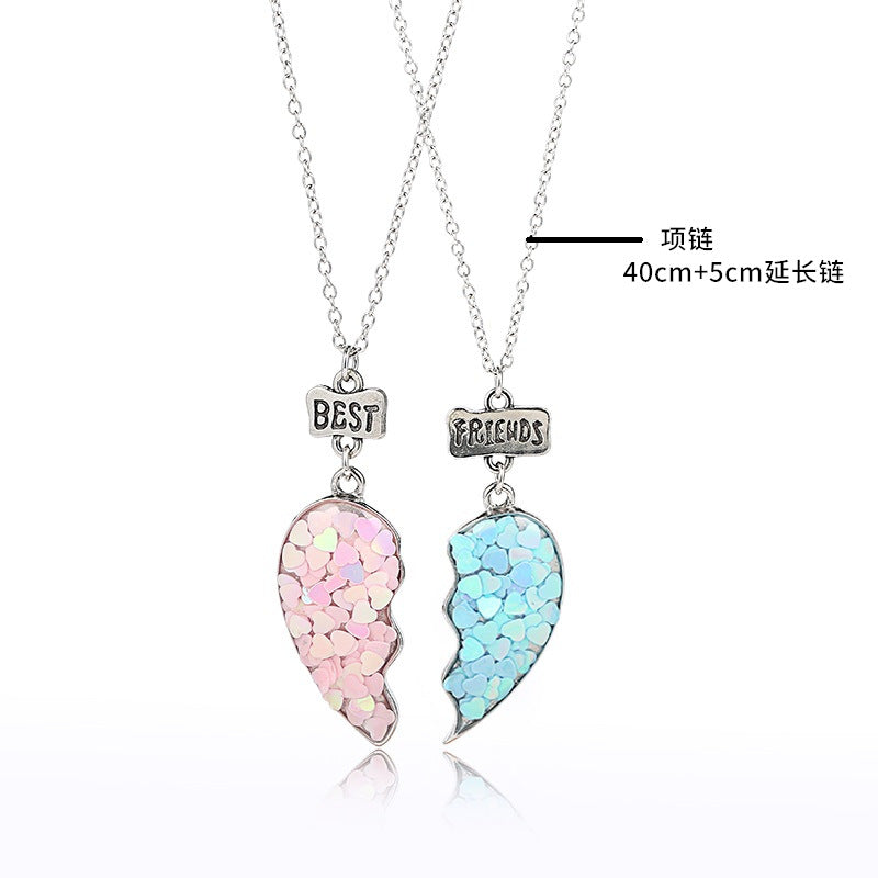 Wholesale Drip Glue Cartoon Alloy Sequin Heart Necklaces