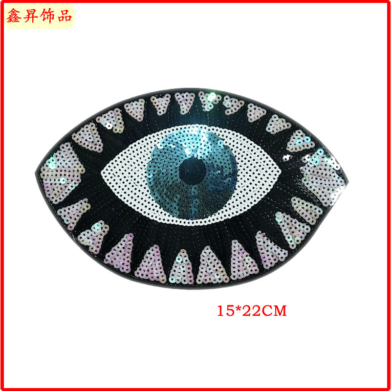 Wholesale 10pcs Fashion Clothing Accessories Bead Embroidery Heart Eye Mouth Glitter Patches FS