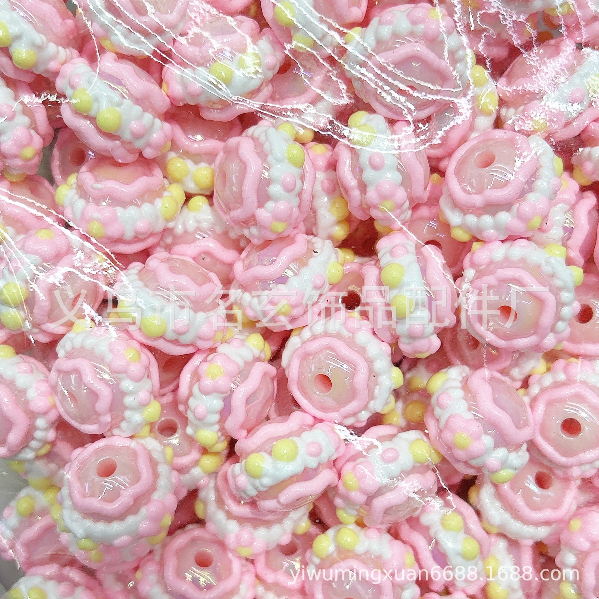 Wholesale 200pcs/pack  Acrylic two-color heavy oil hand-painted beads Acrylic Beads