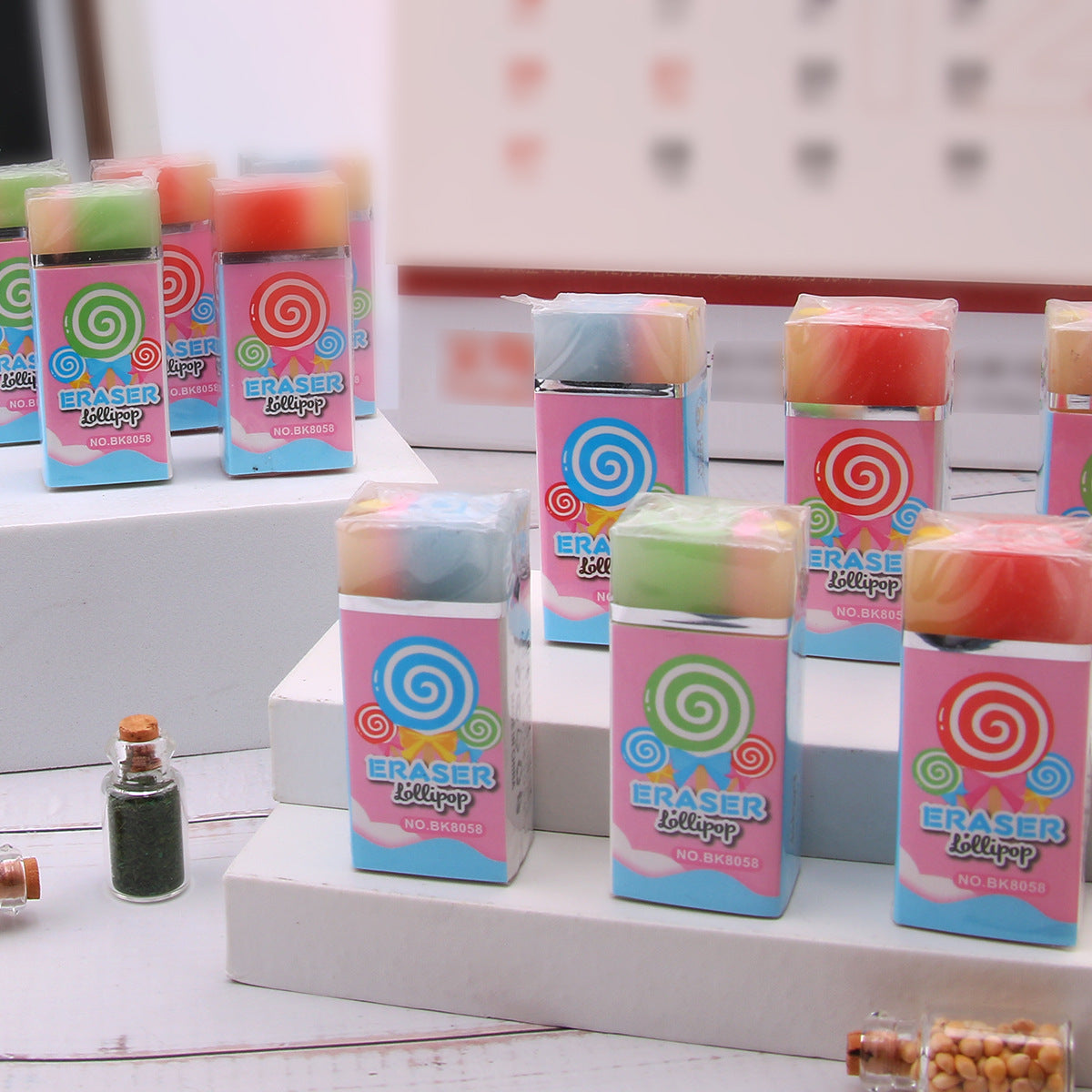 Wholesale PVC Jelly Sandwich 4B Rainbow Transparent Eraser