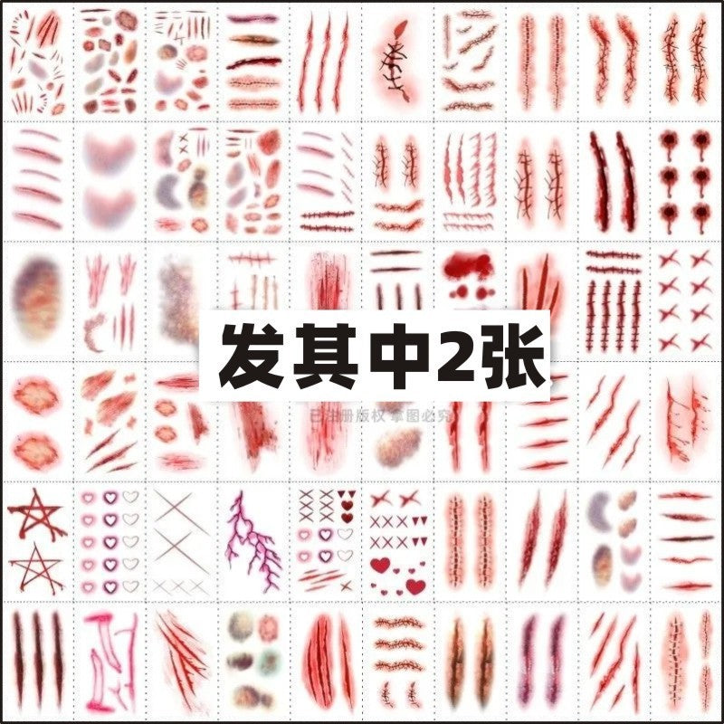 Wholesale  tattoo paste simulation bleeding fake wound bite  suture  party bar makeup face paste