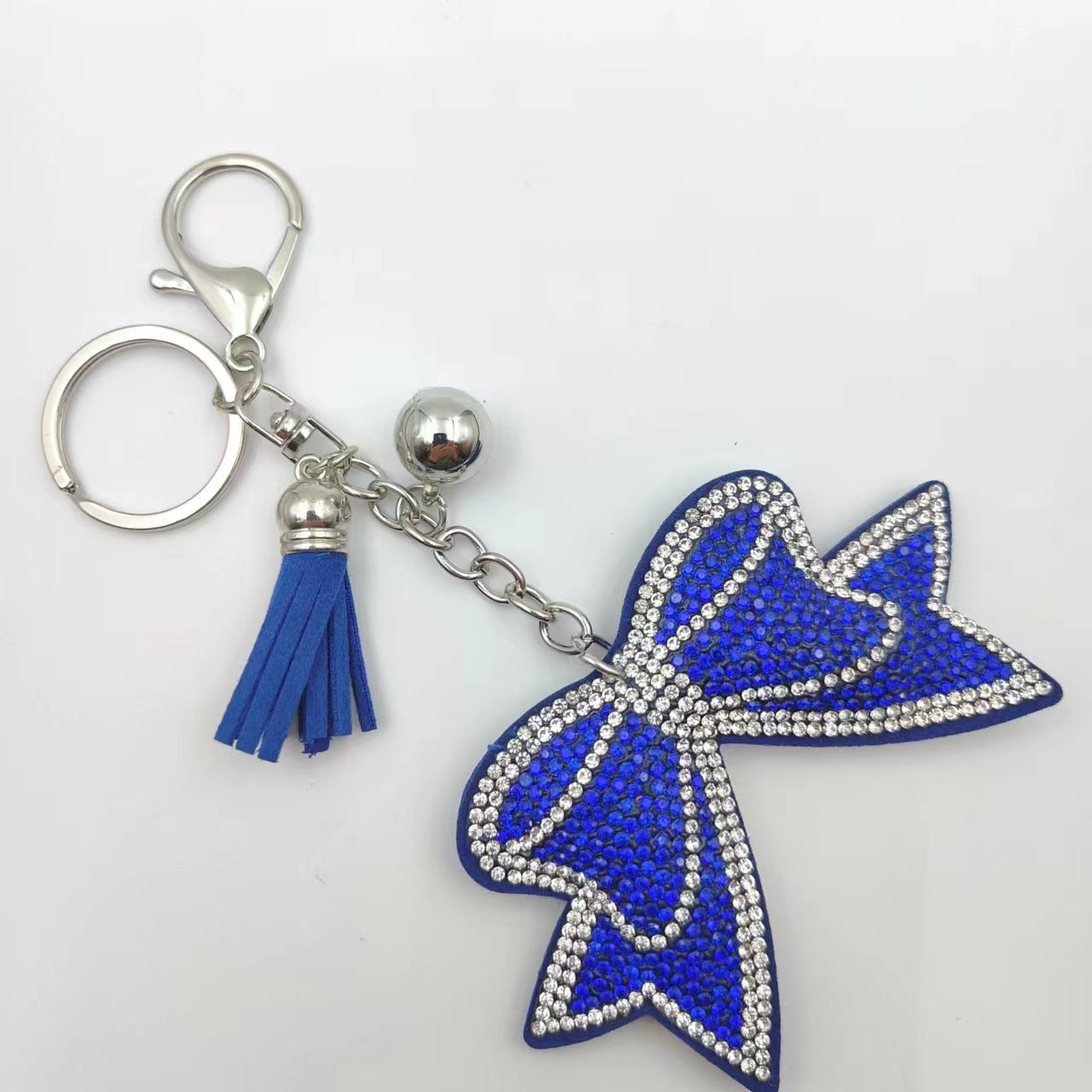 Wholesale 12pcs creative bow rhinestone keychain cute rhinestone bag tassel pendant