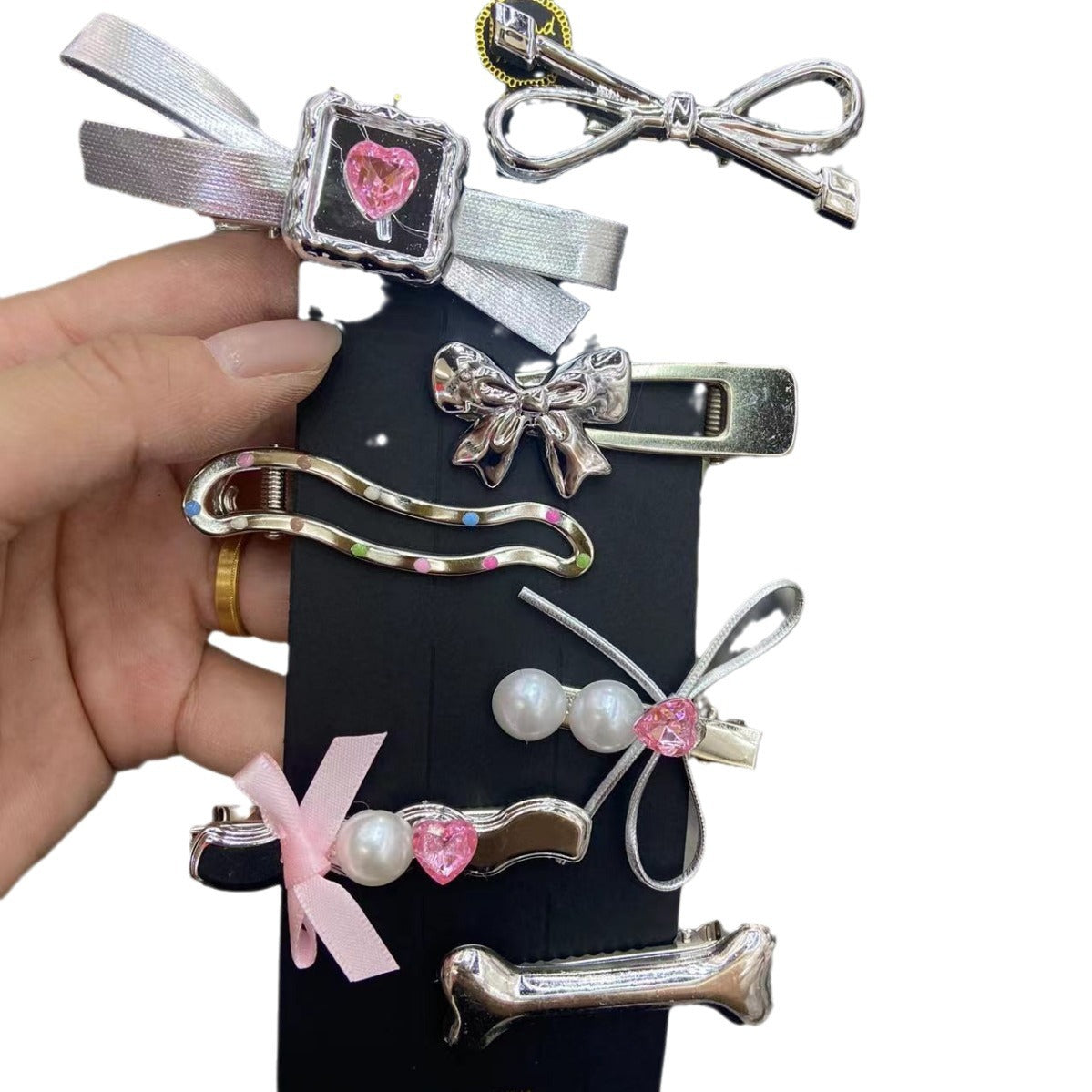Wholesale Valentine's Day Silver Sweet Cool Women's Side Broken Metal Duckbill Clip Headwear