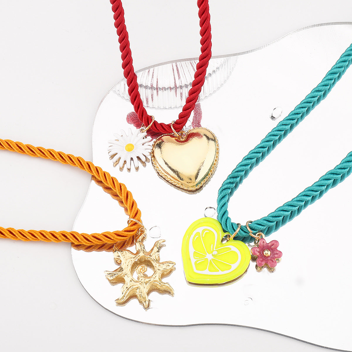 Wholesale N12627  Summer Cute Flower Sun Love Pendant Necklace