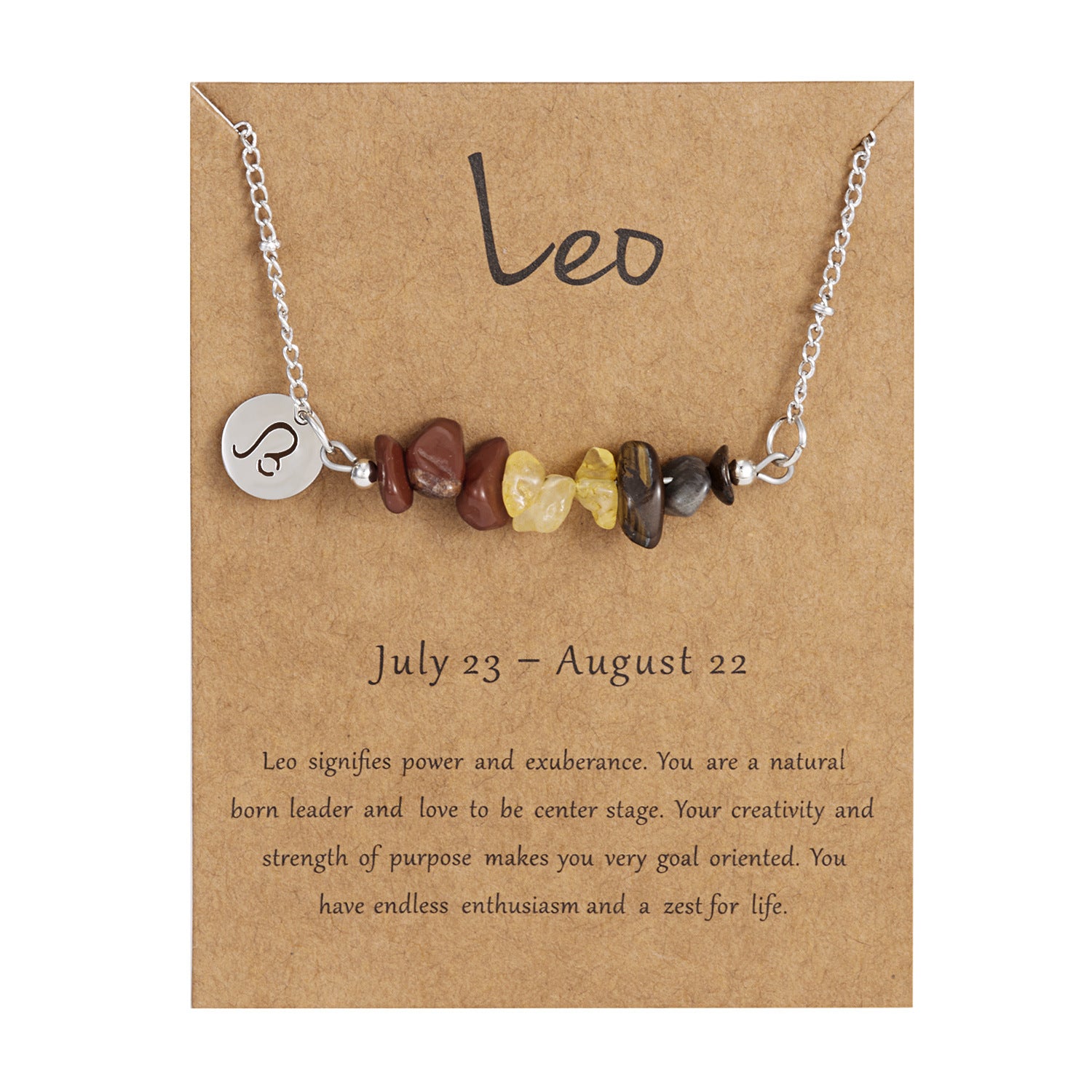 Wholesale Stainless Steel Zodiac Necklace Irregular Natural Stone Pendant Necklace