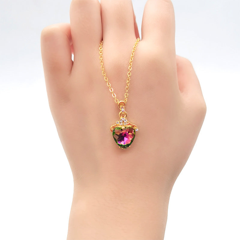 Wholesale Fashion Love Pendant Heart Shape Diamond Crystal Necklaces