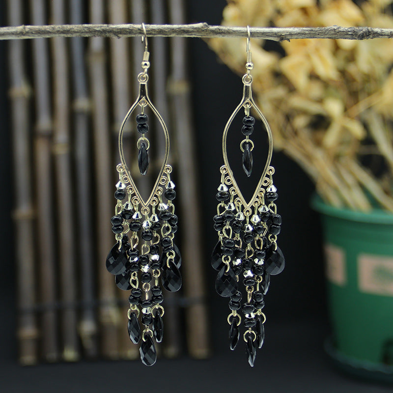 Wholesale Bohemian Long Teardrop Tassel Earrings