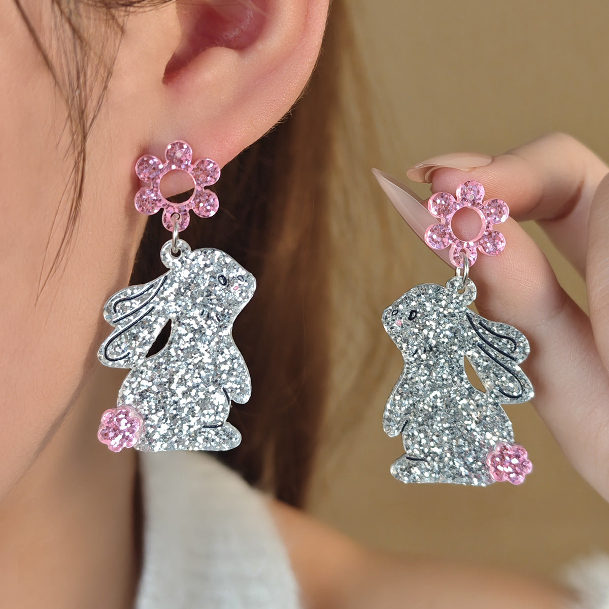 Wholesale Small fresh three-dimensional flower earrings