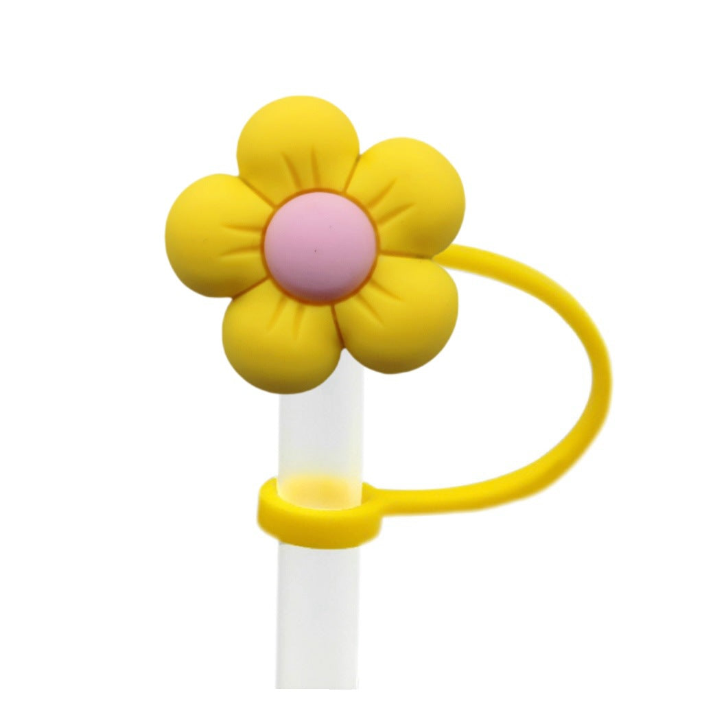 Wholesale Colorful flower series straw cap creative DIY straw plug